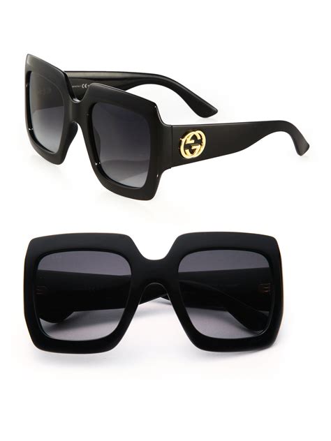 occhiali da sole gucci shiny black ggoo34sa|Gucci Eyewear Oversized Square Sunglasses .